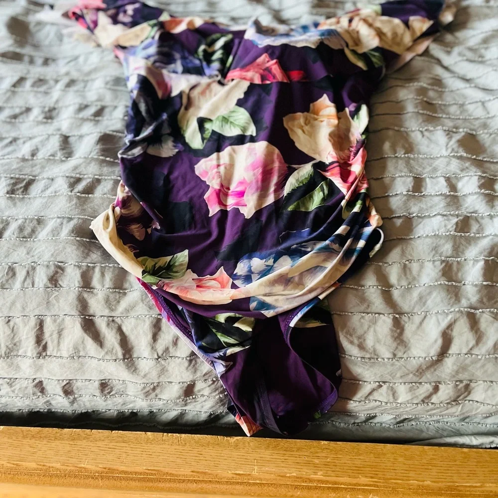 La Blanca Floral 1 Piece Swimsuit-Purple and Multicolor Ware off shoulders! - Picture 7 of 14
